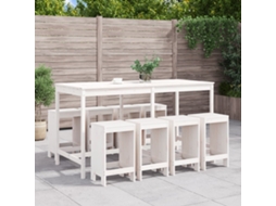 Vidaxl 9 Pcs Conjunto De Bar Para Jardim Pinho Maciço Branco