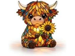 Abajur De Vaca Das Terras Altas Em Resina, Luminária Noturna 3d Gado