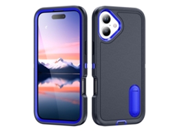 Capa Para Iphone 17 Com Suporte Integrado Em Silicone - Azul Escuro/safira