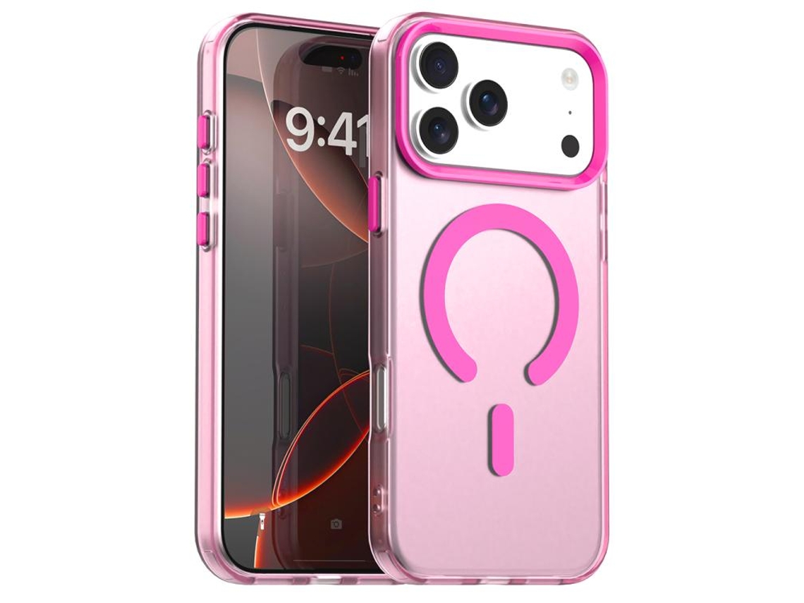 Capa Híbrida Para Iphone 17 Pro - Pc E Tpu Com Magsafe | Carregamento C-type | Candy Design - Vermelha