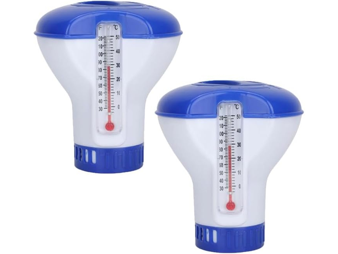 2 Unidades de Dispensador Flutuante de Cloro com Termômetro AQUAFORGE para Pastilhas ou Bromo