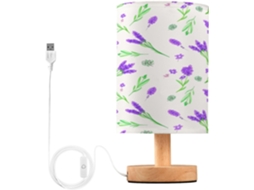 Abajur De Cabeceira Led Lavanda Para Quarto, Luminária De Leitura Com Portas Usb E Cúpula Tecido Para Sala Estar