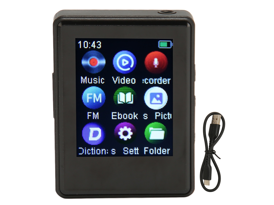 Mp3 Player Hifi Som Estéreo Bluetooth 5.0 Alto Falante Embutido Rádio Fm Livro Elétrico Despertador Gravador De Voz Digital Brilvibera