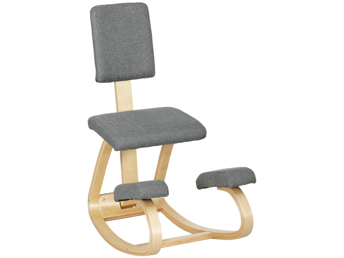 Cadeira Ergonômica De Joelhos Com Encosto Cinza