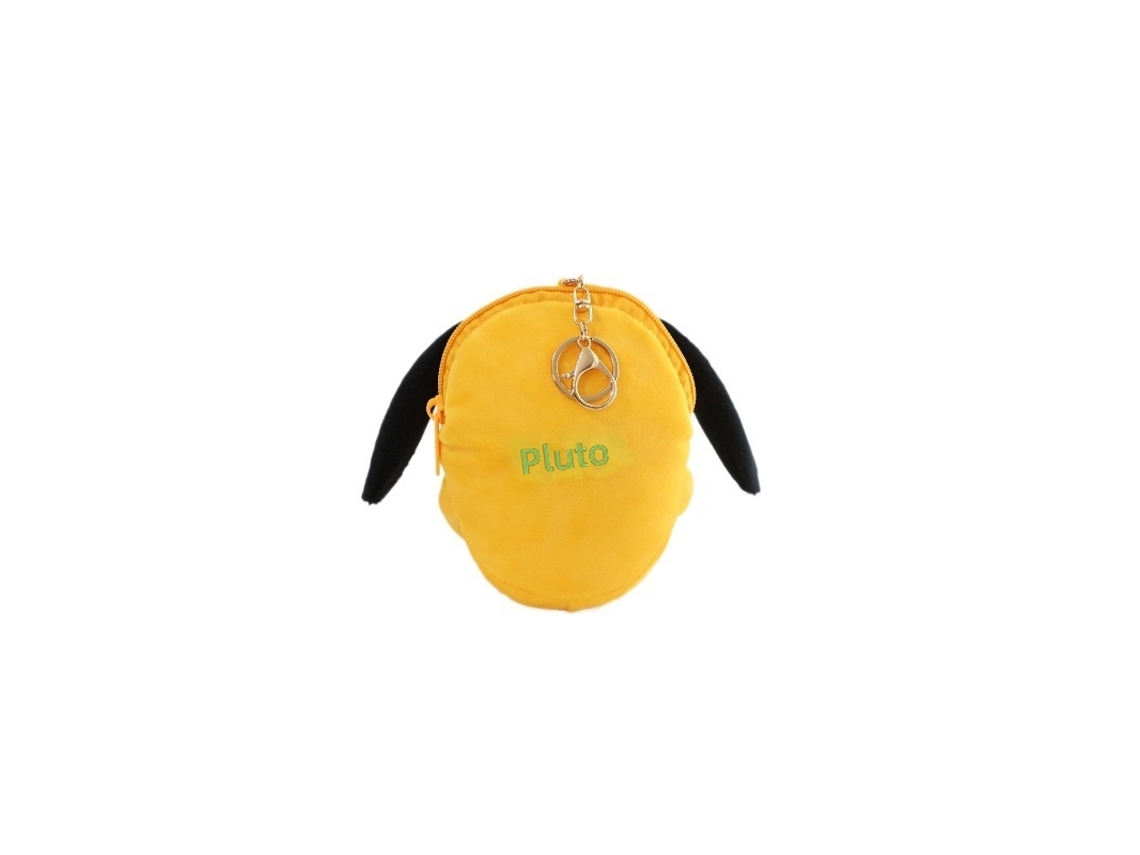 Brinquedo de Pelúcia Jin Jing Pluto, Porta moedas, Porta fones e Chaveiro Amarelo CHABERLU