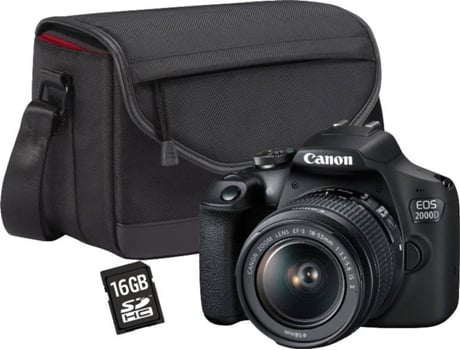 Canon EOS 2000D DSLR Camera Kit, 18-55mm f/3.5-5.6 DC, 24.1 Megapixels, ISO Auto até 6400, Includes Bolsa e Cartão SD 16GB