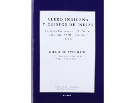 Livro Clero Indígena Y Obispos De Indias de Diego De Avendaño (Español)