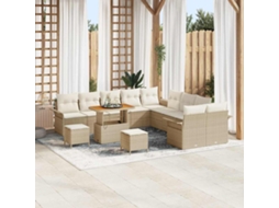Vidaxl Conjunto De Sofá De Jardim Com Almofada 13 Pcs Bege E Creme