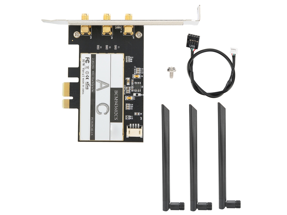 Lurelia Antena Wi-fi Bcm943602cs Wi-fi 5 450 Mbps 1300 Mbps 2,4 Ghz Bluetooth 4.0 Para Bluetooth 4.0 Desktop Wlan Placa Pcie 3 Antenas Bcm943602cs
