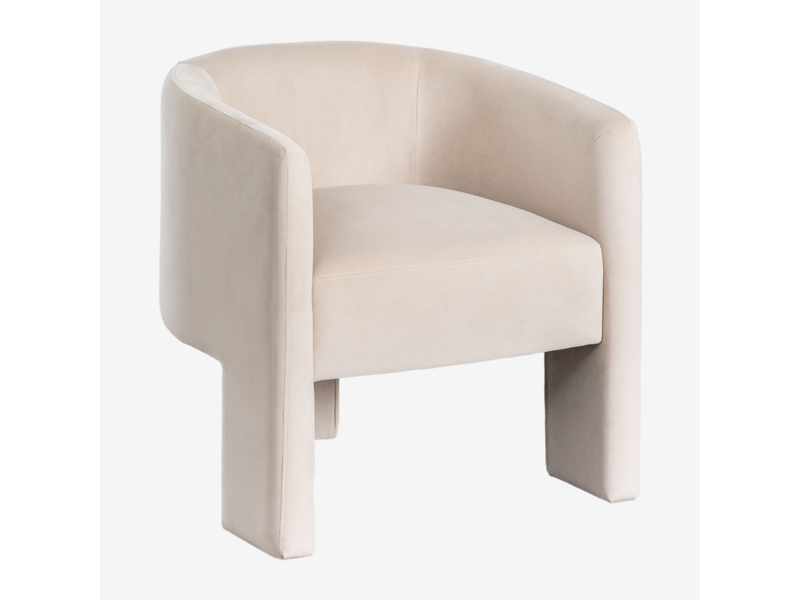 Sklum Pack De 2 Cadeiras De Jantar Estofadas Com Braços Xastru Poliéster                       Velluto Beige