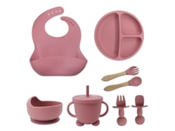 Conjunto De 8 Pratos Em Silicone Com Babelis E Compartimentos Com Ventosas, Taça Em Silicone Para Crianças, Colher E Garfo.5