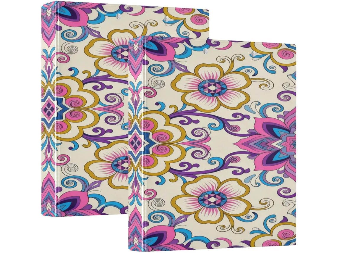 Pasta Escolar Modern Cashmere Rosa Choque com Anéis Redondos 1,5 Polegadas E Bags, Pacote com 1 2 Pastas