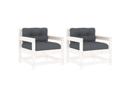 Maison Exclusive - Cadeiras De Jardim C/ Almofadões 2 Pcs Pinho Maciço Branco