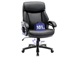 Smartue Cadeira Executiva Ergonómica Em Couro Sintético Com Apoios De Braços Ajustáveis, Encosto Perfilado E Assento Extra