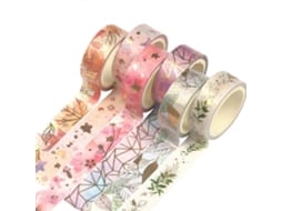 Conjunto De 6 Rolos De Papel Washi Dourados Com Motivos Florais Para Arte E Embrulhos De Presentes Olysi Shop (flores Românticas)