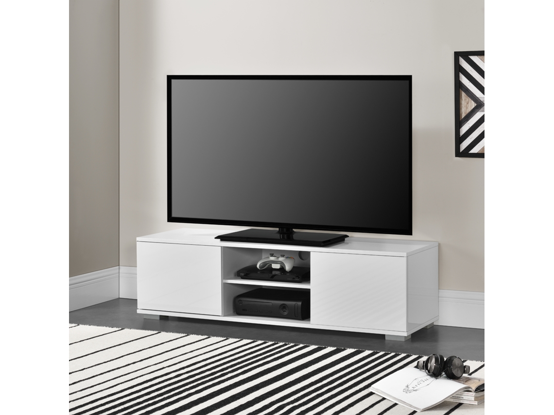 Werpen Console Television Furniture com 2 portas e 2 prateleiras de MDF 34,5 x 120 x 40 cm Branco branco [EN.CASA]