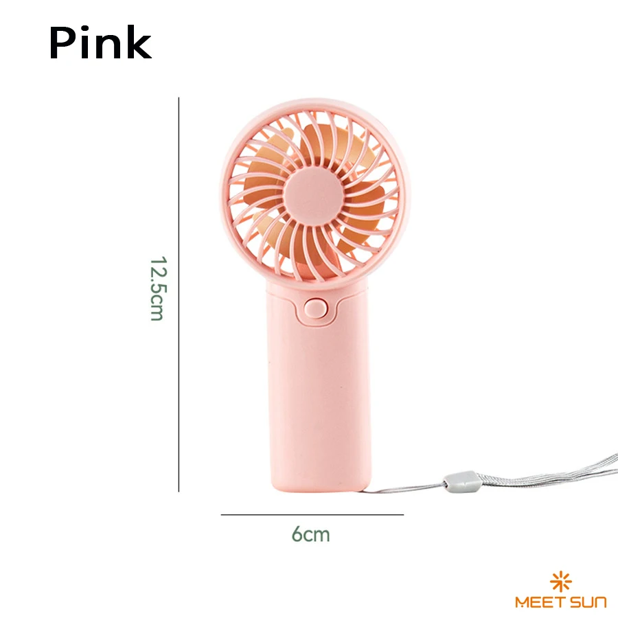 (rosa) Mini Ventilador, Portátil, Com Alça De Pulso, Funciona Com Pilhas Aa