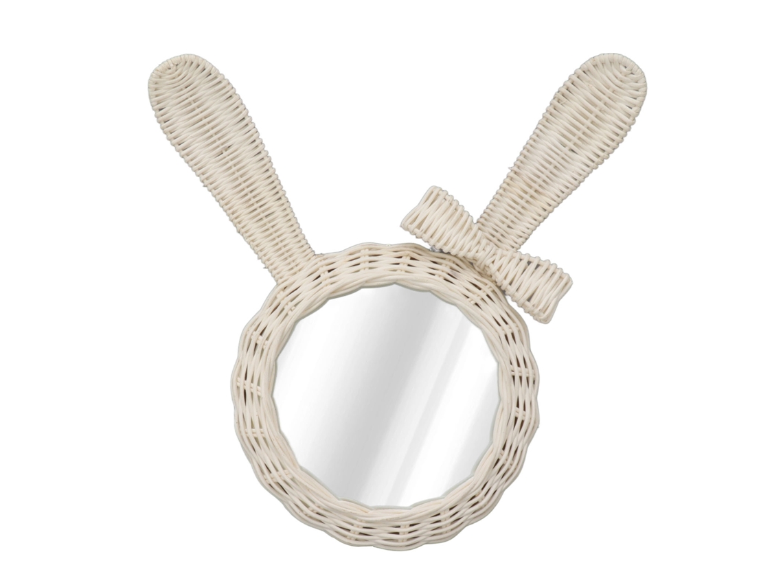 Espelho decorativo Baok-Retro White Mouse em rattan HD para banheiro e quarto.