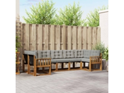 Vidaxl Conjunto De Sofás Para Exterior 7 Pcs Cinza Natural E Claro