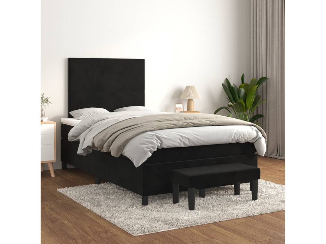 Vidaxl Cama Boxspring Com Colchão 120x200 Cm Veludo Preto