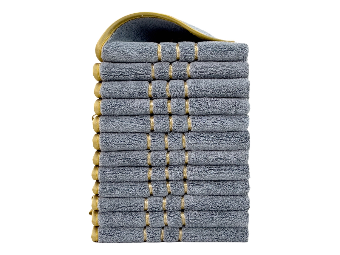 Conjunto de 12 Peças Toalhas de Mão em Fleece Coral, Macias e Absorventes,cinza,34x34cm GERTIZ