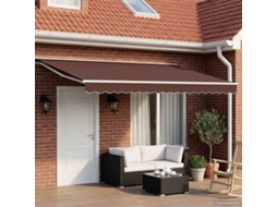 Vidaxl Toldo Retrátil Elétrico Marrom E Branco 4 X 2 M