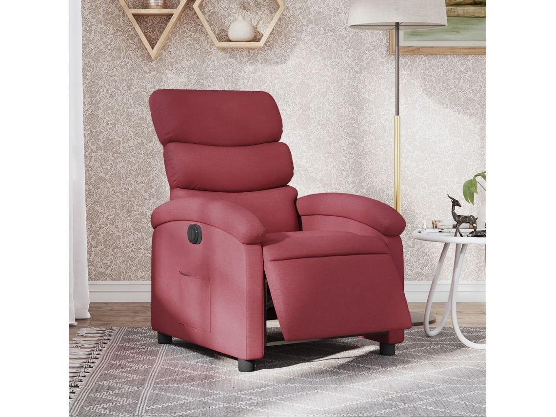 Vidaxl Poltrona Elétrica Reclinável Tecido Vermelho Tinto