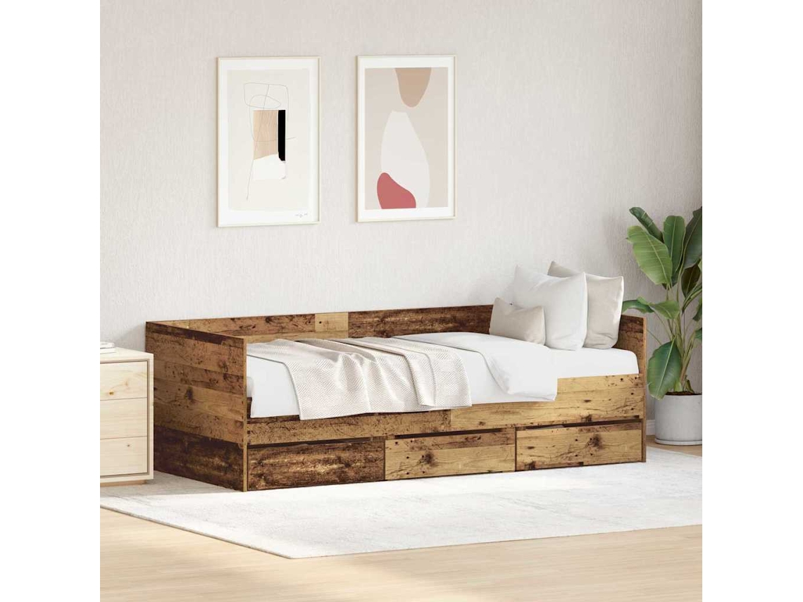 Vidaxl Sofá-camas Madeira Antiga 90 X 190 Cm Derivados De Madeira