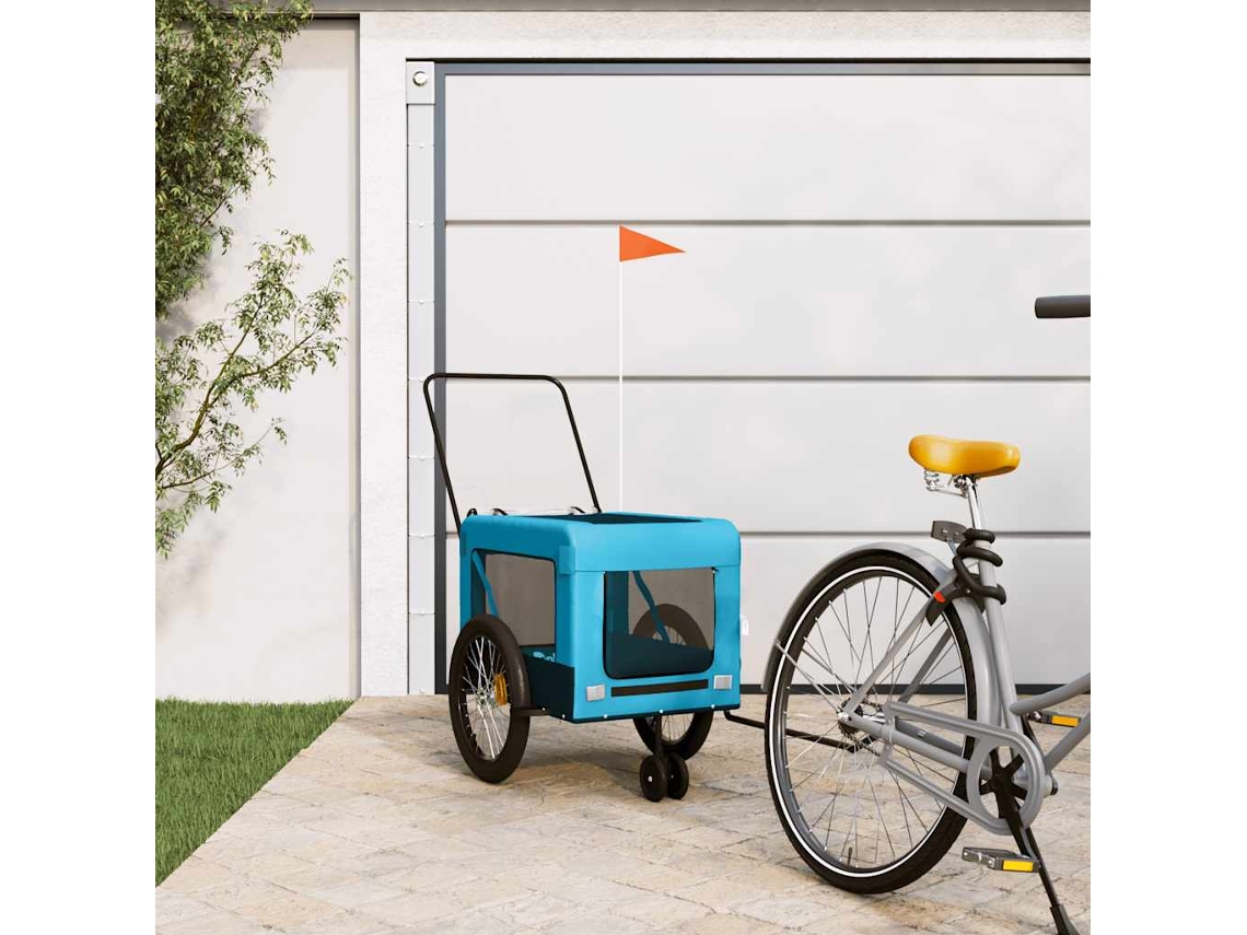 Vidaxl Reboque De Bicicleta P/ Animais Tecido Oxford/ferro Azul/preto
