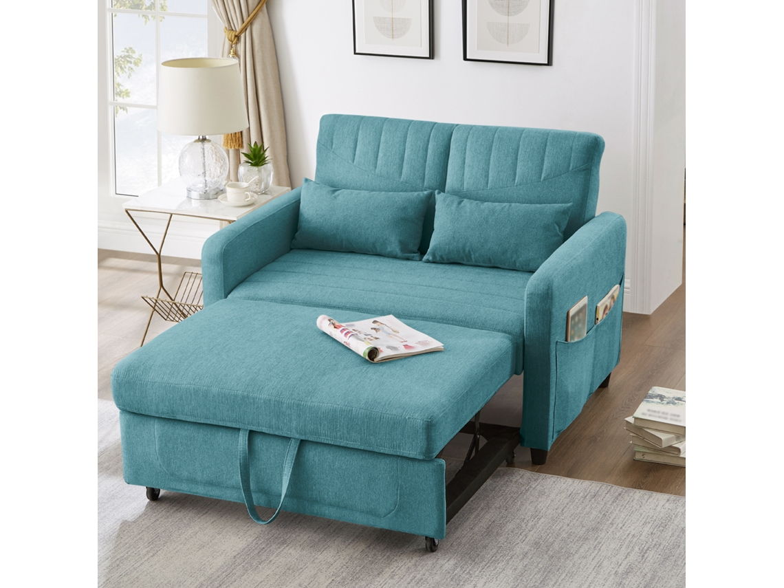 Sofá-cama 2 Lugares Dobrável Extensível Com Encosto Ajustável Em 3 Posições