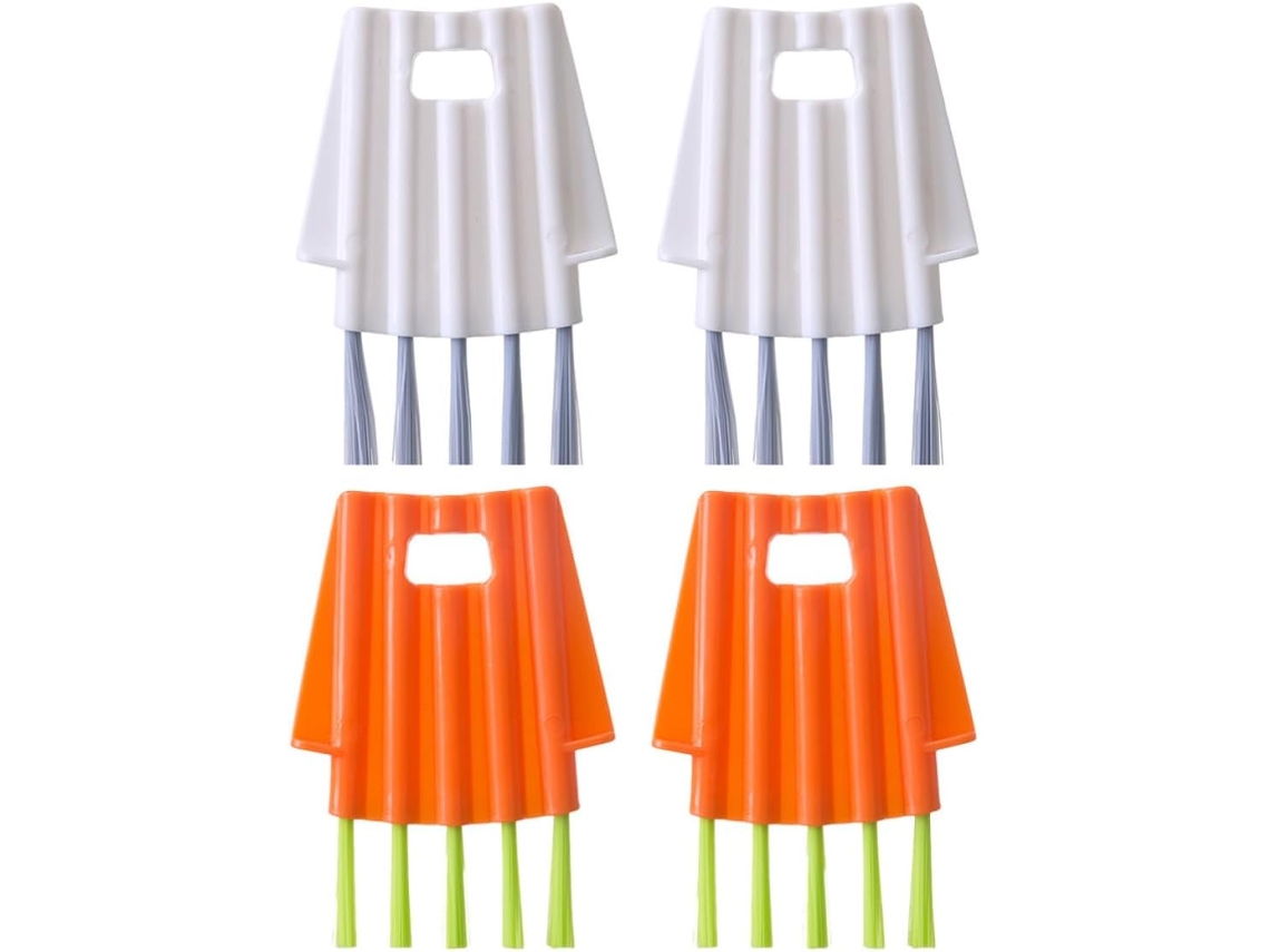Conjunto De 4 Escovas Limpeza Multiuso Zerodeko Para Ranhuras E Frestas, Design Flexível, Material Pp E Flocagem