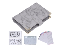 Carpeta de Presupuesto A6 de Cuero Pu com 8 Bolsas com Cremallera, 12 Folhas e 2 Adesivos