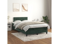 Cama Boxspring Com Colchão 120x200 Cm Veludo Verde-escuro