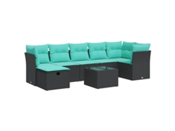 Maison Exclusive - 8 Pcs Conjunto Sofás De Jardim Com Almofadões Vime Pe Preto