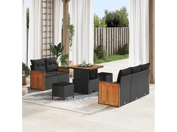 Vidaxl Conjunto De Sofá De Jardim 8 Unid. 8-número De Lugares Preto