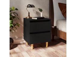 Vidaxl Mesas De Cabeceira 2 Pcs C/ Pernas De Pinho 40x35x50 Cm Preto