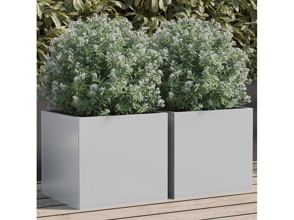 Vidaxl Vasos/floreiras 2 Pcs 32x30x29 Cm Aço Galvanizado Prateado