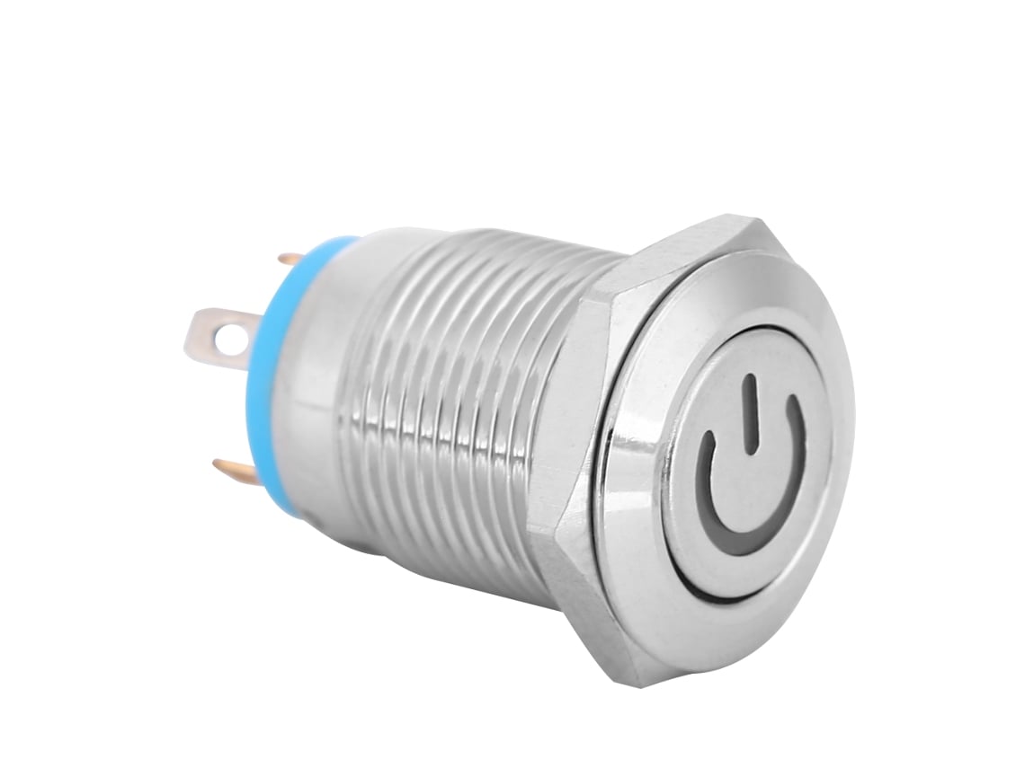 Interruptor de Botão Metal 12mm Led Azul Reset Automático