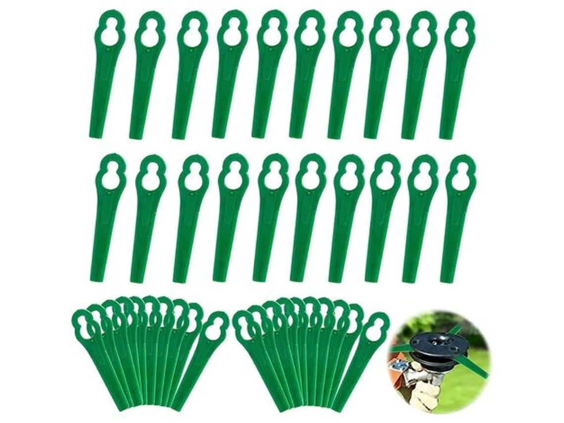 100 Lâminas De Reposição De Cortador De Grama Plástica Para Florabest Frta 20 A1 Fat 18b2 Fat 18b3 (l83 Verde 10×5mm)