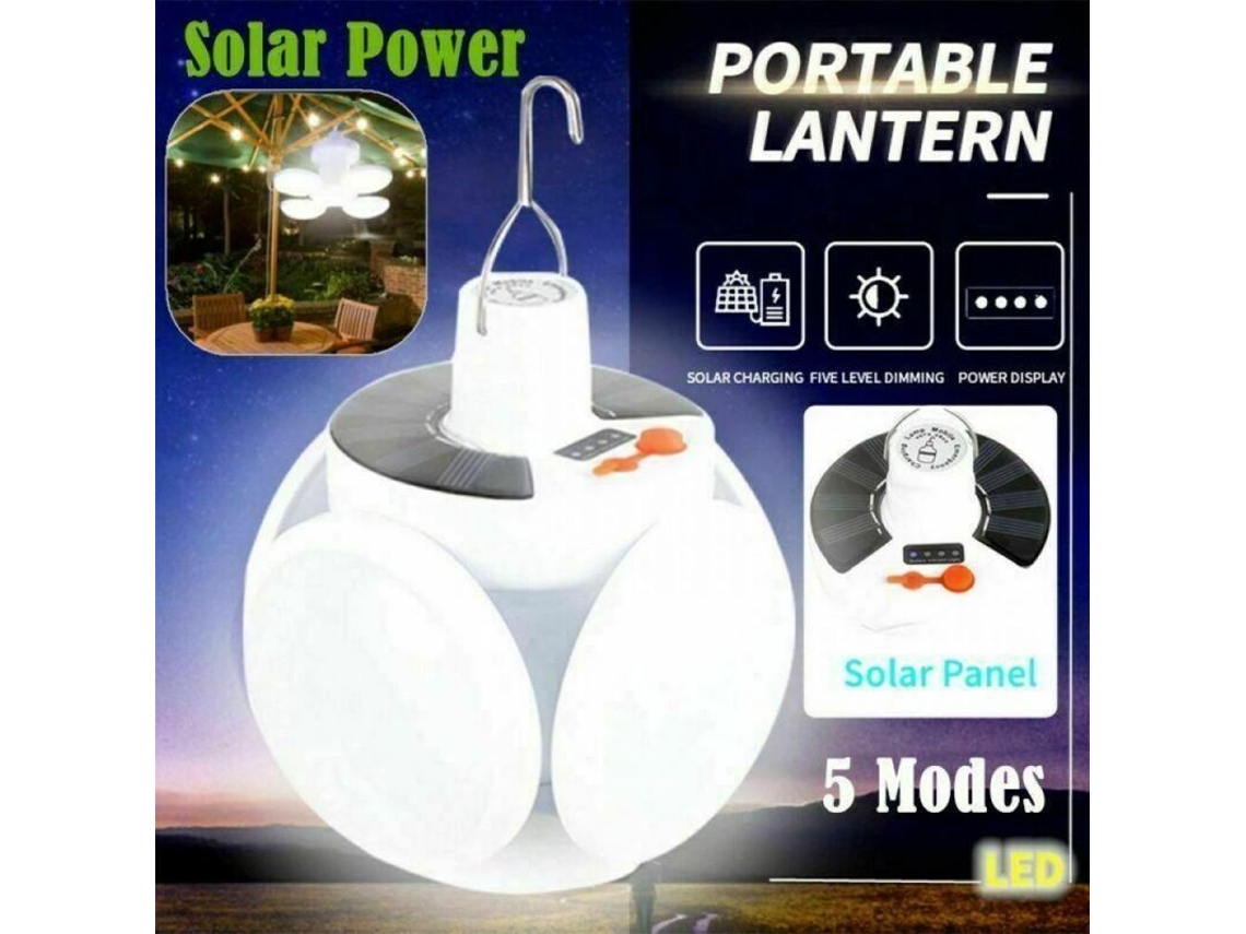 2026-lâmpada Led Solar Recarregável Usb Para Exterior Jardim Camping Tenda 5 Modos Ip65 2000lm