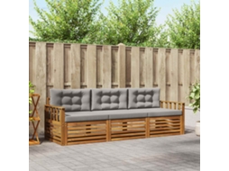 Vidaxl Conjunto De Sofás Para Exterior 3 Unid. Cinza Natural E Claro