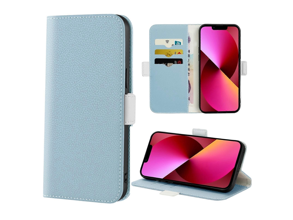 Capa De Couro Com Textura De Lichia E Cor De Doce Para Iphone 13