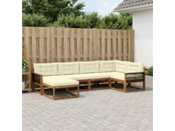 Vidaxl Conjunto De Sofás Para Exterior 6 Unid. Natural E Creme