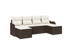 Conjunto 6 Conjunto De Assentos Para Exterior Vidaxl Castanho Vime Pe (231 X 117 X 69 Cm)