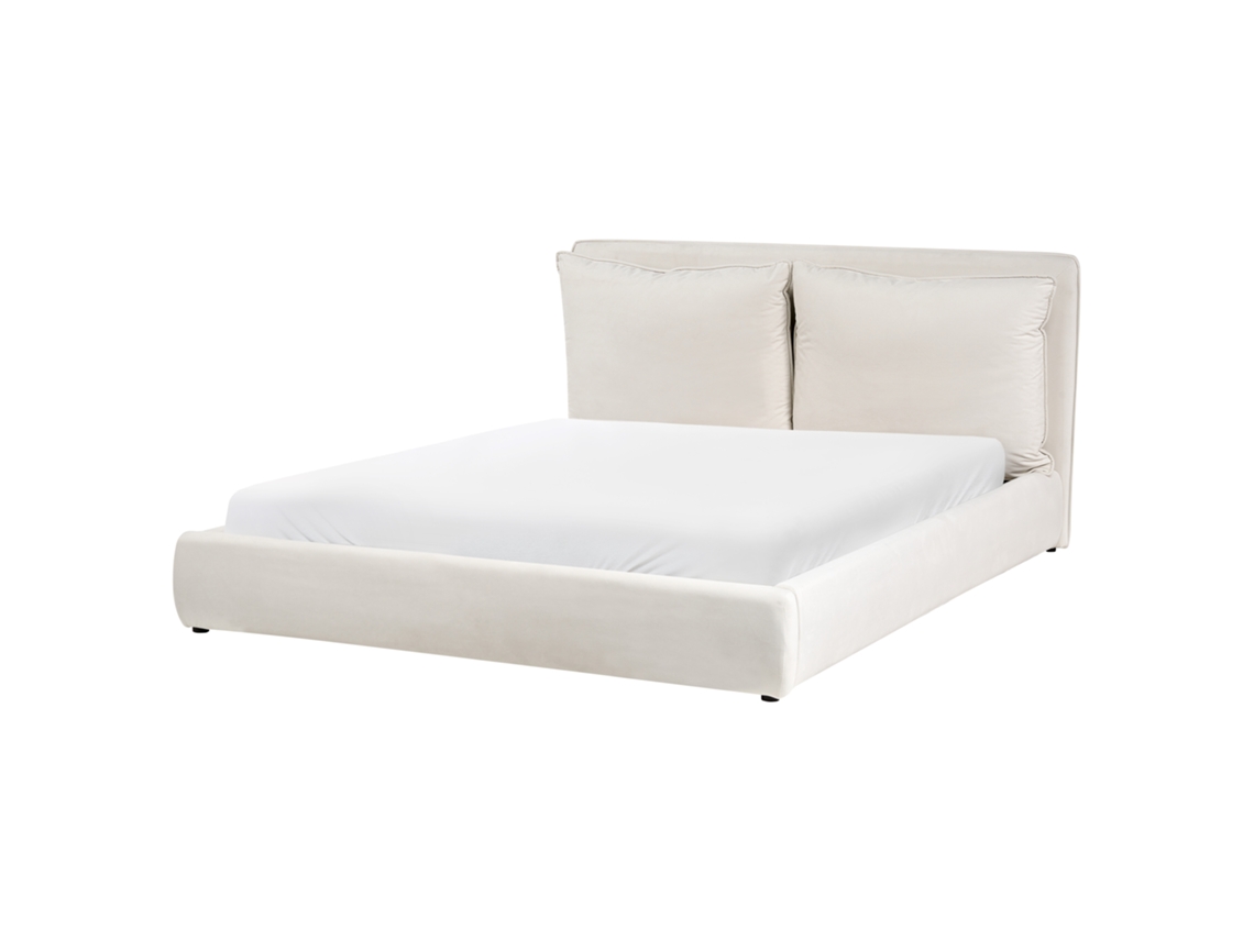 Cama de Água BELIANI Bajonna de Tecido Creme Claro 160x200