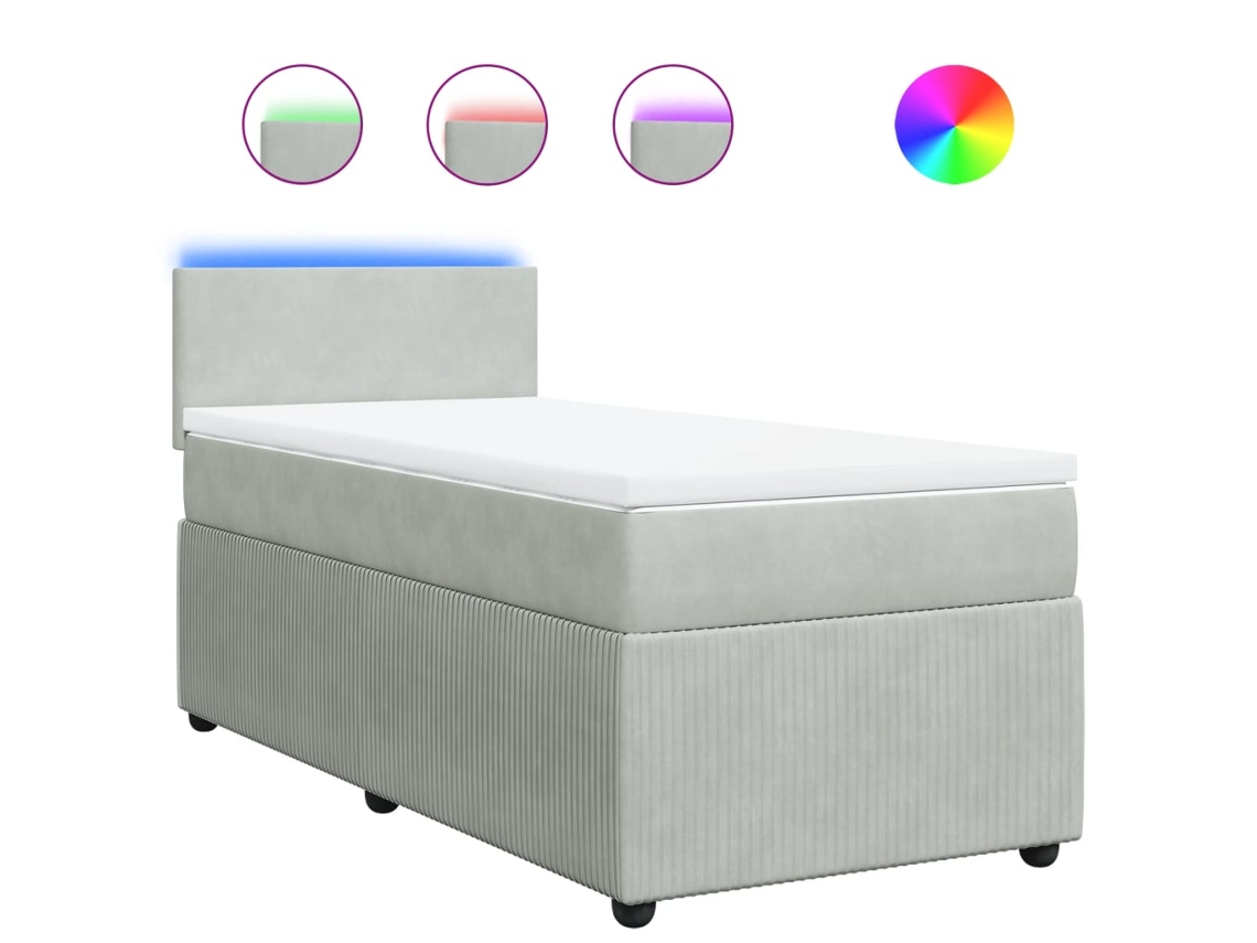 Box Spring Bed, Box Spring Beds Vidaxl Cinzeto Veludo (90 X 190 Cm)
