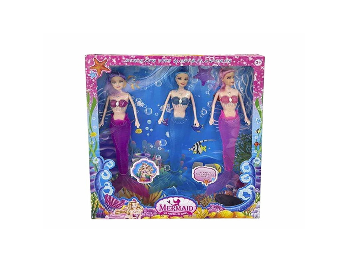 Set Bonecas 3 Peças Sereia 34,5x36,5x4 cm