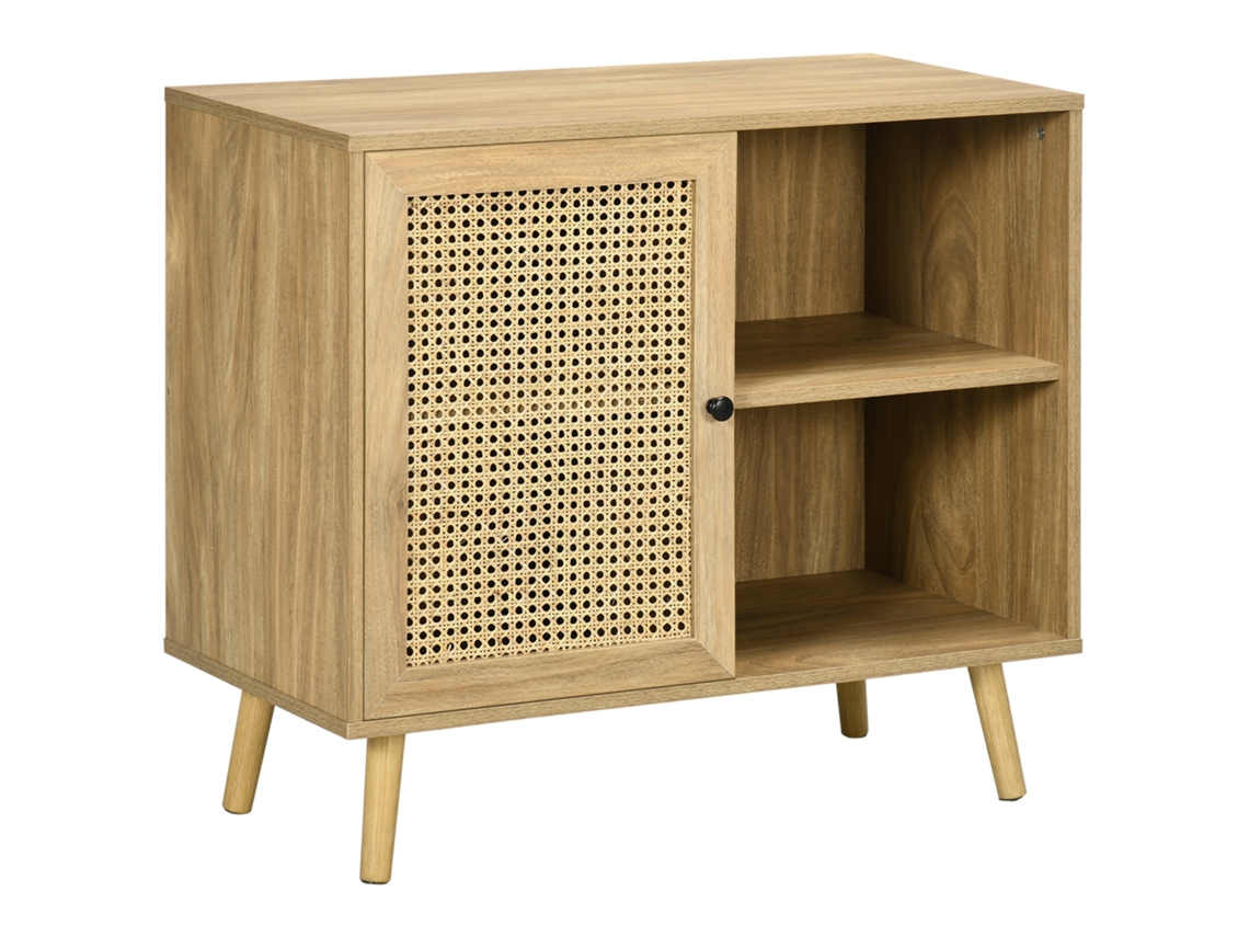 Armário com porta de vime, prateleiras ajustáveis, 80x39x70cm, branco e natural ZENCORE SERVICES