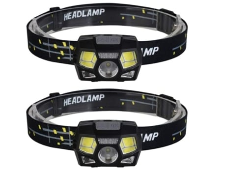 Conjunto De 2pcs Led Farol Usb Xpe Cob Flash Vermelho Sensor De Movimento Farol Lanterna Para Acampamento De Caça Preto