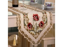 Mantel De Mesa Clásico De Encaje Beige 15x96 Pulgadas - Flor Rufous
